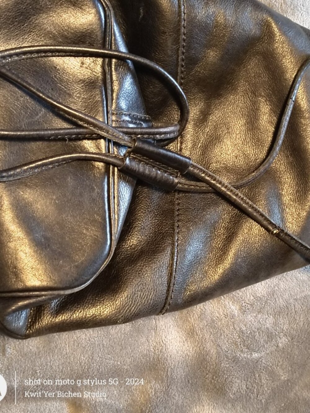 Fossil Leather Bucket Drawstring bag